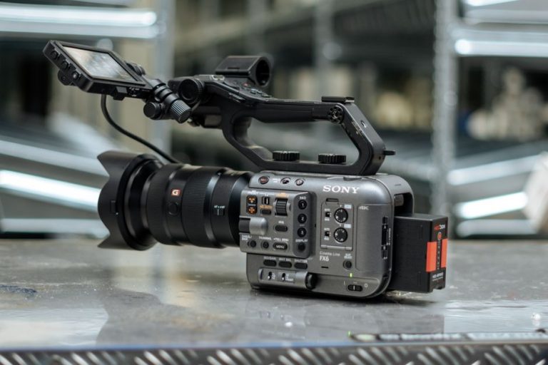 High-quality video camcorder with advanced features on display indoors.