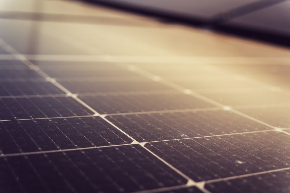 Detailed view of solar panels capturing sunlight, promoting renewable energy.