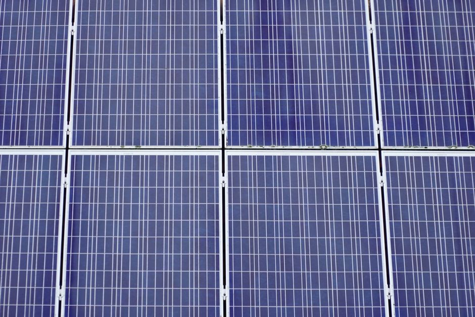 Detailed view of solar panels showcasing renewable energy technology.