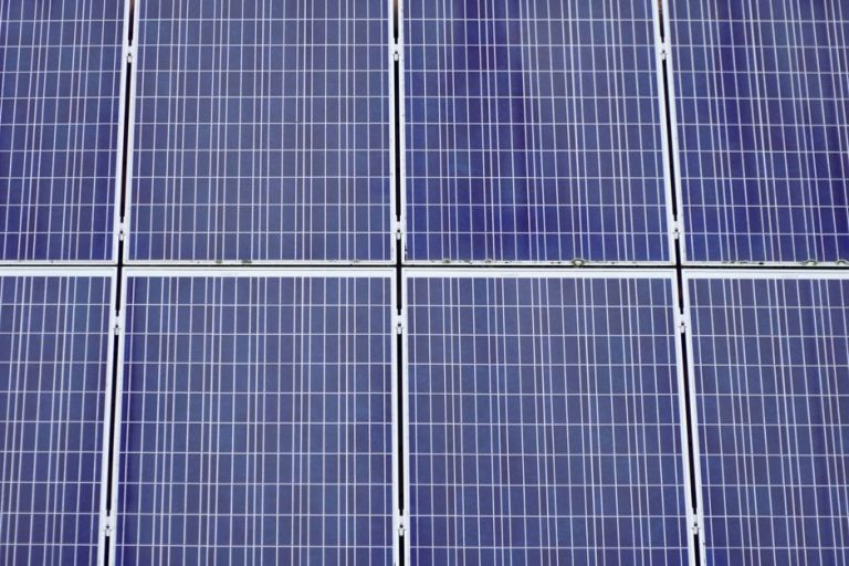 Detailed view of solar panels showcasing renewable energy technology.