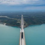 A stunning aerial view of the Yavuz Sultan Selim Bridge spanning the Bosphorus Strait in Türkiye.