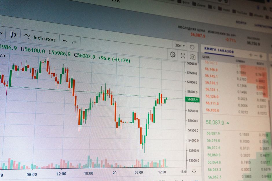 Close-up of digital cryptocurrency market graph showing price fluctuations and trading data.