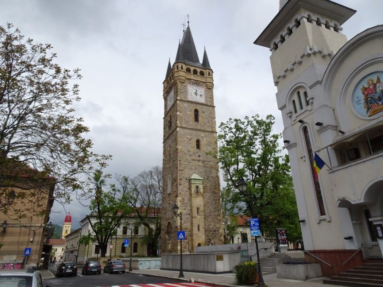 Explore the iconic clock tower and architecture in the heart of Baia Mare, Romania.