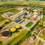 Aerial shot of an industrial facility in Hercegovac, Croatia during the day.